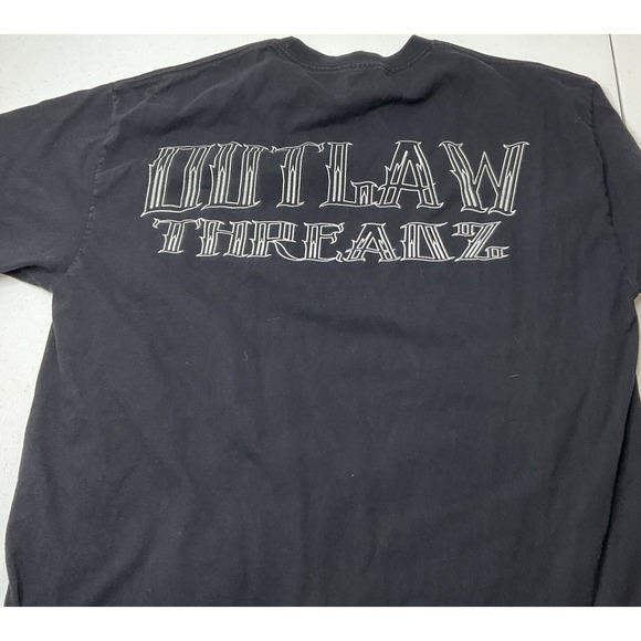 Outlaw Threatz Shirt Graphic Tee Double Sided Crewneck Short Sleeve Men Sz XL - Picture 6 of 6